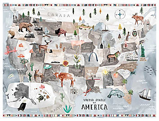 Oopsy Daisy Watercolor USA Map - Pastel by Katie Vernon Canvas Wall Murals, , rollover
