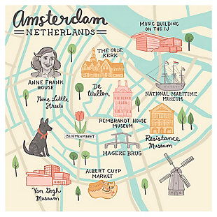 Oopsy Daisy World Traveler - Amsterdam Netherlands by Anne Bollman Posters That Stick, Beige, large