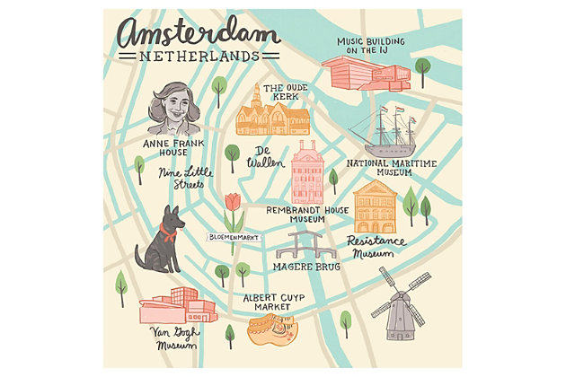 Given how fast they grow, you might just want to stick with wall decals. And if you think learning about Amsterdam’s great attractions might grab their interest, this wall poster from famed artist Anne Bollman is right on target. Crafted of durable fabric, it’s removable, repositionable and reusable. Best of all, it won’t leave messy residue on your walls.Made of durable fabric | Removable, repositionable and reusable | Won’t damage walls or leave residue | Printed with non-toxic inks | Proudly printed in the USA