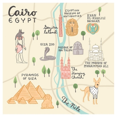 Oopsy Daisy World Traveler - Cairo Egypt by Anne Bollman Posters That Stick, Beige, large