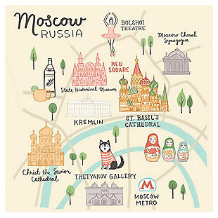 Oopsy Daisy World Traveler - Moscow Russia by Anne Bollman Posters That Stick, Beige, large