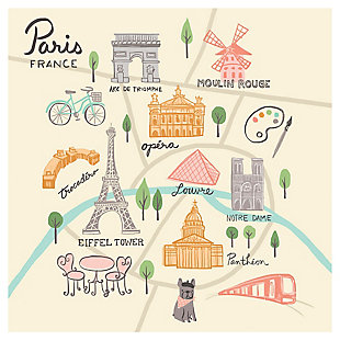 Oopsy Daisy World Traveler - Paris France by Anne Bollman Posters That Stick, Beige, rollover