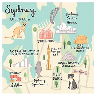 Oopsy Daisy World Traveler - Sydney Australia by Anne Bollman Posters That Stick, Beige, large