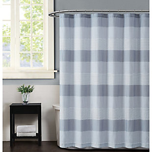Pem America Truly Soft Grey Multi Stripe Shower Curtain, , rollover