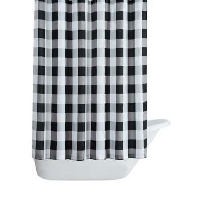 Pem America Truly Soft Everyday Buffalo Plaid Black Shower Curtain, , large