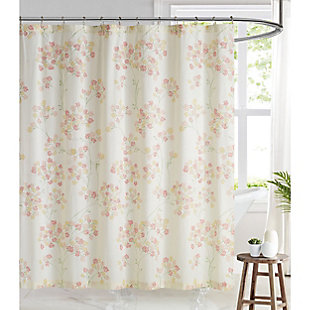 This shower curtain’s large-scale winding floral vine, with dusty red and yellow flowers, blooms on a comforting ivory background. Perfect for more neutral rooms, this pattern adds a bright yet comforting beige tone for a soothing, sweet experience.Made of cotton and microfiber polyester | Ivory, green, yellow and dusty red | Includes reinforced hook holes | Requires liner (sold separately) | Imported | Machine washable | Water and fade resistant