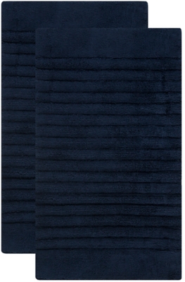 Safavieh SpaPlush Channel Stripe Bath Mats (Set of 2), Navy, large