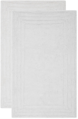 Safavieh SpaPlush Luxe Stripe Bath Mats (Set of 2), White, large