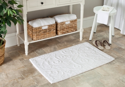 Safavieh SpaPlush Vine Scroll Bath Mats (Set of 2), White, large