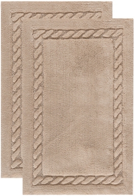 Safavieh SpaPlush Cable Plush Bath Mats (Set of 2), Linen, large