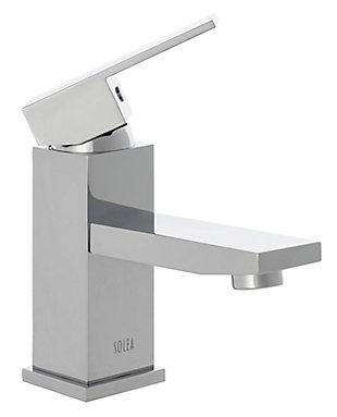 Sharp and sculpted, this bathroom faucet is a statuesque addition to contemporary bathroom design. Crafted with clean-edged rectangles and a chic chrome-tone finish, this single handle vessel faucet is a modern masterpiece that shines in any setting.Made of brass, zinc, stainless steel and plastic | 6" vessel faucet | Chrome-tone finish | Single handle faucet operation for effortless water temperature control | Easy 1-hole installation