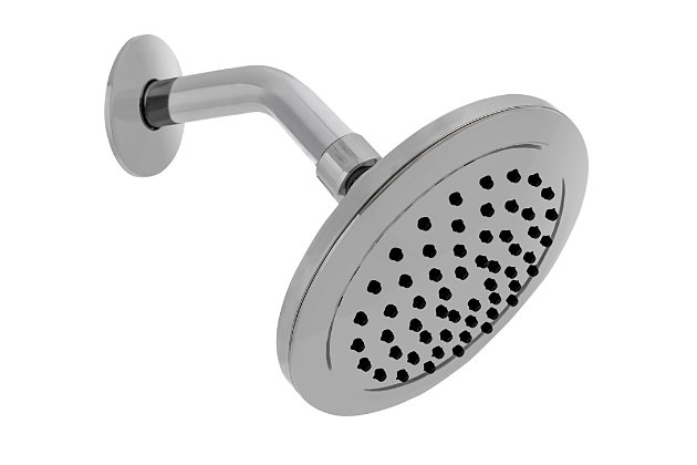 The classic shower head design is reimagined for a more tranquil and comforting experience with this bathroom shower head. Displaying a myriad of jets and finished with a mod chrome-tone patina, this single setting shower head is ideally styled for soothing, contemporary decor.Made of stainless steel and plastic | Chrome-tone finish | Rainfall shower head | Wall mount | Minor assembly required
