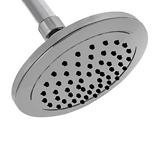 The classic shower head design is reimagined for a more tranquil and comforting experience with this bathroom shower head. Displaying a myriad of jets and finished with a mod chrome-tone patina, this single setting shower head is ideally styled for soothing, contemporary decor.Made of stainless steel and plastic | Chrome-tone finish | Rainfall shower head | Wall mount | Minor assembly required