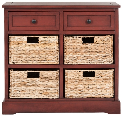 Safavieh Herman Storage Unit with Wicker Baskets, Red, large