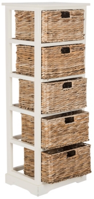 Drawer Stand with Shelves and Wicker Storage Baskets - Sea Blue