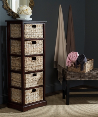 Safavieh Vedette 5 Wicker Basket Storage Tower, Cherry, large