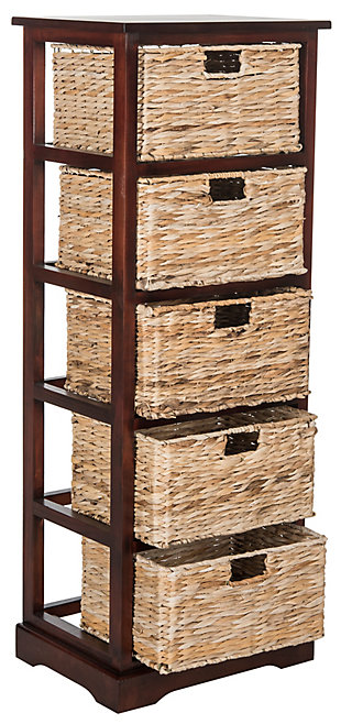 Safavieh Vedette 5 Wicker Basket Storage Tower, Cherry, large