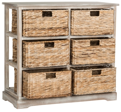 Safavieh Keenan 6 Wicker Basket Storage Chest, Vintage White, large