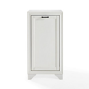 Bring a sense of order to your bathroom with this chic laundry hamper. Designed to add appeal while hiding its true function, its cottage styling and removable laundry bags provide an elegant use of space. At home in the tightest or most spacious bath, its compact footprint allows you to live large in small places.Pine frame with birch veneer | White finish | Metal hardware with distressed brass-tone finish | 2 removable cloth bags | Assembly required