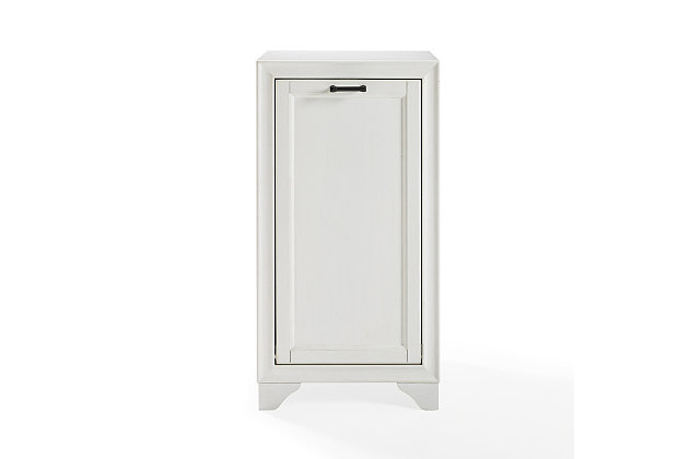 Bring a sense of order to your bathroom with this chic laundry hamper. Designed to add appeal while hiding its true function, its cottage styling and removable laundry bags provide an elegant use of space. At home in the tightest or most spacious bath, its compact footprint allows you to live in places.Pine frame with birch veneer | White finish | Metal hardware with distressed brass-tone finish | 2 removable cloth bags | Assembly required