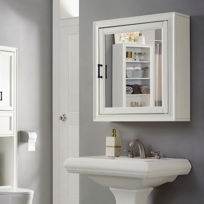 Crosley Tara Bath Mirror Cabinet, White, large
