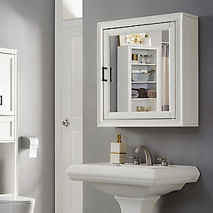 Crosley Tara Bath Mirror Cabinet, White, rollover