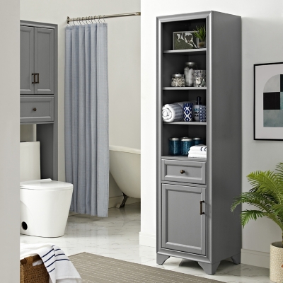 Crosley Tara Linen Cabinet, Gray, large