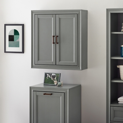 Crosley Tara Wall Cabinet, Gray, rollover