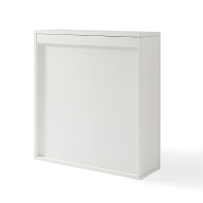 White wall cabinet and a tall cabinet with a drawer