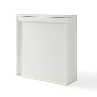 Bring a sense of order to your bathroom with this chic wall cabinet. Designed to add much-needed bathroom storage, its craftsman style doors and roomy cabinet provide an elegant use of space. At home in the tightest or most spacious bath, its compact size allows you to live large in small places.Pine frame with birch veneer | White finish | Metal hardware with distressed brass-tone finish | Double door cabinet space | Ready to hang | Assembly required