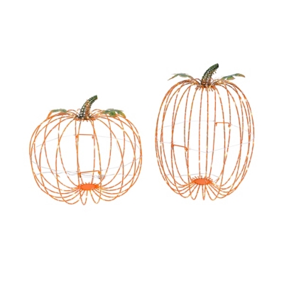 Halloween Assorted Electric Metal Harvest Pumpkins (set Of 2), , large