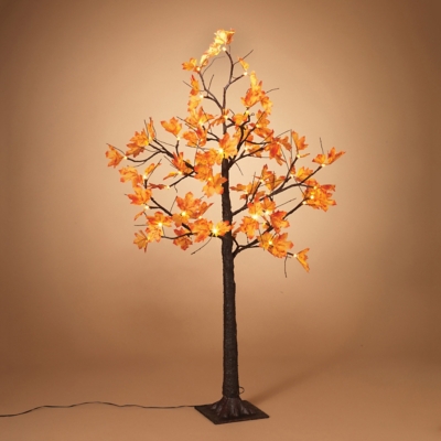 Fall 4ft. Lighted Maple Leaf Tree With 48 White Micro Led Lights, , large