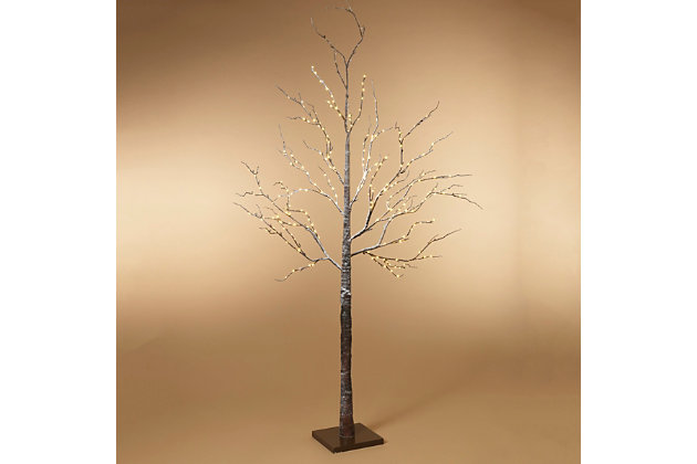 Bring winter elegance to your home with this beautiful, snowy lighted tree. Covered in 250 softly glowing, energy-efficient LED lights, it's a vision to behold. This gorgeous tree is a great option for smaller homes, apartments, college dorms and even office spaces.Made of wood, plastic and wire | Power cord included; ul listed | Indoor or covered outdoor use | No assembly required