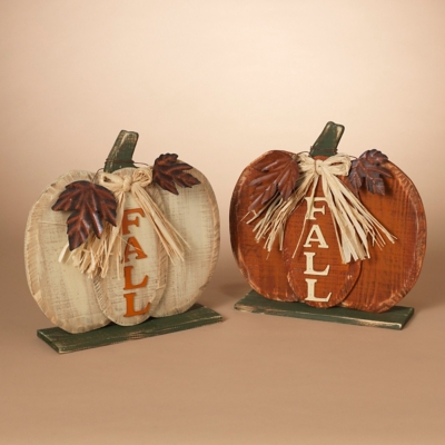 Fall Wooden Tabletop Pumpkin Decor (Set of 2) | Ashley Furniture HomeStore