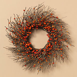 Fall Dried Twig And Fall Berries Wreath, , rollover
