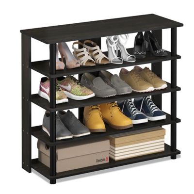 Turn-N-Tube Wide 5-Tier Shoe Rack 13-Pair, Espresso/Black