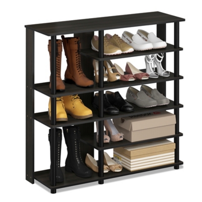 Furinno Turn-N-Tube Multi Storage Shoe Rack, Espresso/Black, rollover