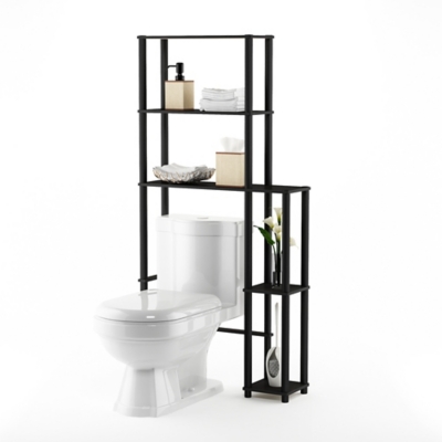 Furinno Turn-N-Tube Toilet Space Saver with 5 Shelves, Espresso/Black, rollover