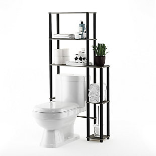 Furinno Turn-N-Tube Toilet Space Saver with 5 Shelves, French Oak Gray/Black, rollover