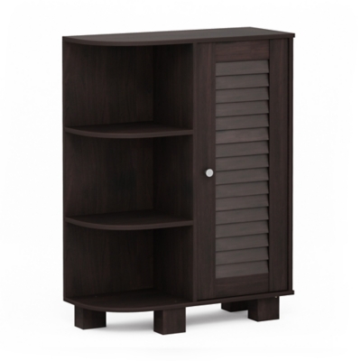 Furinno Indo Storage Shelf with Louver Door Cabinet, Espresso, large