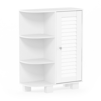 Furinno Indo Storage Shelf with Louver Door Cabinet, White, large