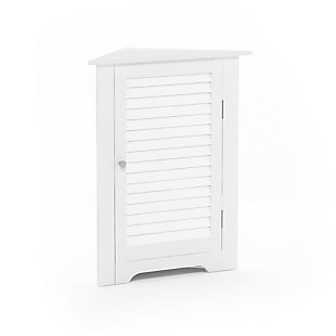 Furinno Indo Corner Louver Door Cabinet, White, large