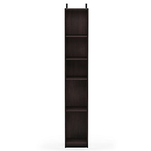 Bring a sense of order to your bathroom with this stri bathroom storage piece. Styled with clean lines for a modern look, this engineered wood storage tower is a delightful addition to any room. Complete with a footprint but plenty of vertical storage, it’s ideal for those er bathrooms that need organization.Made of engineered wood | Espresso finish | 5 shelves | Open shelf design | Clean with damp cloth | Easy assembly with provided hardware