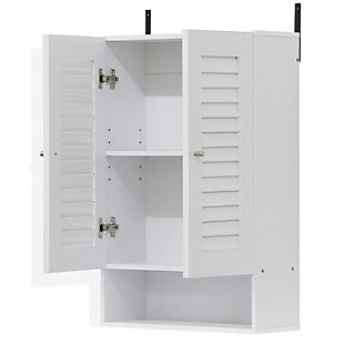 Furinno Indo Double Door Wall Cabinet, White, rollover