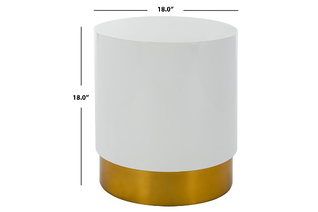 Inspired by contemporary art, this posh round accent table instantly refreshes any living room. Designed with a luxurious gold finish, its bold geometric curves are illuminated by a bright, smooth white finish. A stunning surface for cocktails or canapes.Electroplated; mdf and iron/steel | No assembly required | Dust regularly with a soft, dry cloth; use adhesive felt pads/coasters to protect furniture; never use oiled/treated cloths on lacquered finishes