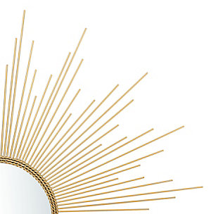 This Lorien mirror illuminates room decor with rich gold hues and radiant lines. Sleek and seductively conspicuous, Lorien adds a bright, eye-catching element to any living room or large entryway.Paint, mdf, iron and mirrored glass | No assembly required | Because this item is handcrafted by artisans, no two are exactly alike. Each will have natural variations in patterning, shading and color