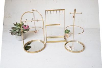 Kalalou Tabletop Jewelry Stand With Mirror Bases (Set of 3), , rollover
