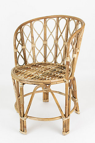 Kalalou Barrel Shaped Bamboo Accent Chair, , large