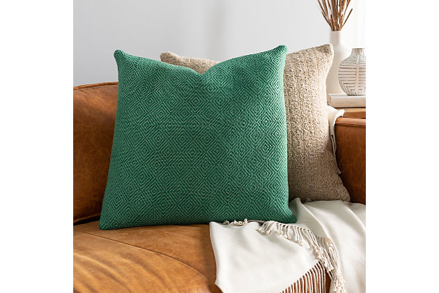 Sometimes all a space needs is a brilliant pop of color. Rest assured, this vibrant throw pillow makes a style statement that cannot be denied.Cotton cover | Polyfill insert included | Spot clean recommended, line dry | Imported
