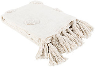Fringe benefit. Sporting fringed details for a fun, flirty feel, this easy-elegant cotton throw blanket has so much appeal. What a timeless choice for incorporating texture and tone and making a space more alluring.Made of cotton | Tassel accent | Spot clean recommended, line dry | Imported